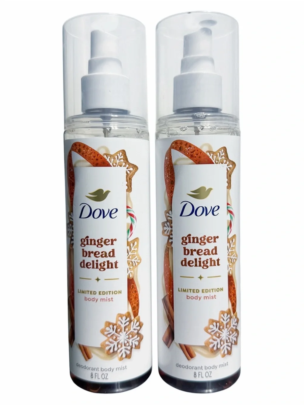 {Set of 2} Dove GINGERBREAD DELIGHT Body Mist ~ Full Size 8 fl oz each ~ New